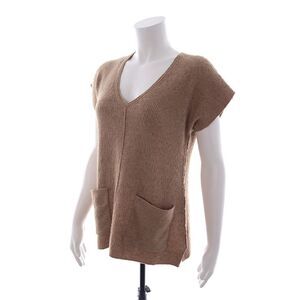 Tommy Bahama Tunic Wool Tan Short Sleeve V Neck Sweater Womens XS